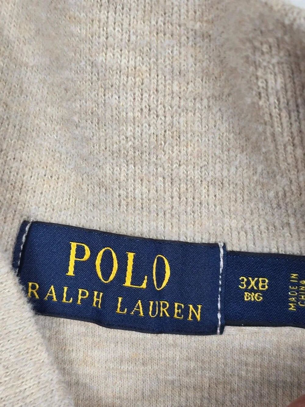 Polo Ralph Lauren Beige 1/4 Zip Pullover Sweater 3XB Big Mens